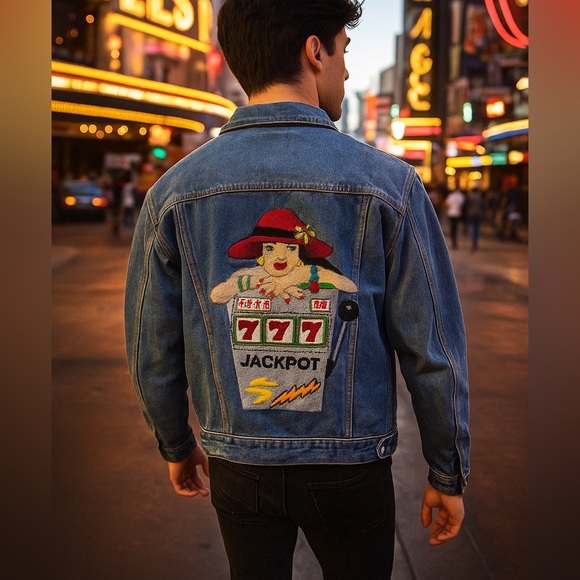 Vintage Big Time Denim Back patch Blue Jacket Size Large - Picture 13 of 14